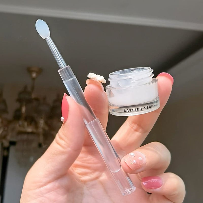 LORMAY Silicone Lip Brushes with Transparent Handles and Caps. Perfect Applicators for Cream Lip Mask, Eyeshadow, and Lipstick (4pcs, Multicolor) - Image 3